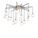 Luci a sospesione RHAPSODY 6-Lampadine G9 IP20, Ottone spazzolato, Opale bianco, Nero