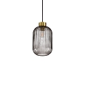 Pendant luminaire MINT-1,  14cm, E27, smoked glass / brass satin