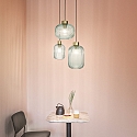 Pendant luminaire MINT-3,  24cm, E27, mint green / brass satin