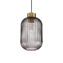 Pendant luminaire MINT-3,  24cm, E27, smoked glass / brass satin