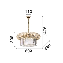 Ideal Lux Luci a sospesione NABUCCO 12-Lampadine E14 IP20, Oro, trasparente, legato