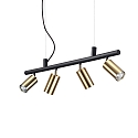 Pendant-/Ceiling luminaire DYNAMITE SP4, incl. 4x GU10 7W 3000K, adjustable, brass plated / black