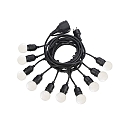Outdoor fairy lights FIESTA, IP44, 10x E27, lenght 605cm, with plug and coupling, black