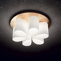 Ideal Lux Ceiling luminaire DAISY, 6 flames, � 60cm, E27, gold leaf finish / white etched relief glass