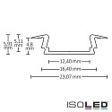 ISOLED LED recessed / surface mount profile DIVE12 FLAT, aluminium, 200cm, anodized aluminium