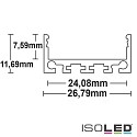ISOLED LED surface mount profile SURF24 FLAT V1, aluminium, 200cm, anodized aluminium