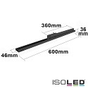 ISOLED 3-Phasen Linearleuchte 60cm, BAP geeignet, starre Optik, 20W 4000K 2400lm 110°, Schwarz