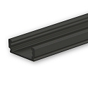 LED surface mount profile SURF12 FLAT, aluminium, 200cm, black RAL 9005