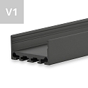 LED surface mount profile SURF24 FLAT V1, aluminium, 200cm, black RAL 9005