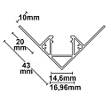 LED tile profile, inside corner, anodized aluminium, 200cm