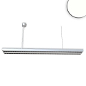 LED Office hanging lamp GRID Up+Down, UGR<6, stackable, 1-10V dimmable, matt silver, 30+30W 4000K 6500lm