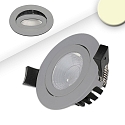 Outdoor LED Einbaustrahler CRI >90, IP65, 8cm, 8W 3000K 650lm 36, schwenkbar, dimmbar, Silber
