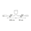 ISOLED MiniAMP Einbauschalter Ein/Aus, female-Buchse und male-Stecker, 30cm+200cm, 2-polig, wei, max. 5A