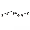 Rampe de projecteurs 6 flammes, pivotant, rotatif, avec bras articul GU10 IP20, noir  gradable