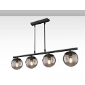 Luci a sospesione SMOKY GLASS 4-Lampadine, rotondo E27 IP20, Nero dimmerabile