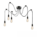 Luci a sospesione SPIDER 1 5-Lampadine, rotondo, senza paralume E27 IP20, Nero dimmerabile