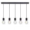 pendant luminaire 5 flames, long, without shade E27 IP20, black dimmable