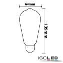 ISOLED Lampe à filament LED VINTAGE LINE LED EDISON ST64 ST64 commutable E27 3,8W 200lm 2200K 360° CRI 80-89 
