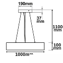 ISOLED Luminaire  suspension DN1000 Bas, rond IP20, noir gradable