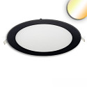LED Downlight, rund, 225mm, 18W, Colorswitch 3000|3500|4000K, IP42, ultraflach, dimmbar, schwarz
