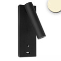 LED Leseleuchte, 3W, 3000K, IP20, mit USB A Ladebuchse, 3 Stufen dimmbar, schwarz