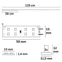 ISOLED LED T5/T8 Umrüst-Platine, IP20, 115cm, 184 LED, MiniAMP-Steckanschluss + Haltemagnete, 24V, 170 lm/W, ohne Cover, kürzbar