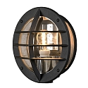Luminaire mural d'extérieur ODEN avec prise de courant E27 IP23, opale, noir