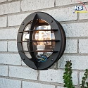 Konstsmide Wall luminaire ODEN, with integrated power plug, E27 max. 60W, clear acrylic glass / black aluminium