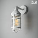 Außenwandleuchte OLBIA, IP44, E27 ST64, Aluminium / Stallglas klar, weiß