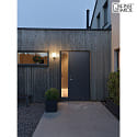 Konstsmide Außenwandleuchte PORTICI, IP44, E27, Stahl schwarz / Kunststoff opal, glänzend