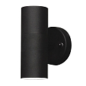 Außen-Wandleuchte MODENA, mit doppeltem Lichtkegel, 2x GU10 max. 35W, Schwarz, Aluminium / Klarglas