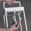 LED Solar-/USB-Laterne PORTOFINO, IP54, 2.2W 2700/3000K 180lm, mit Touch-Dimmer + Dämmerungssensor + Wandhalter, Weiß