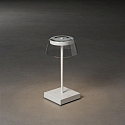 Outdoor LED Akku-Tischleuchte SCILLA, IP54, 2.5W 2700K/3000K 110lm, mit Touch-Dimmer + USB-Ladestation, Weiß / Schirm klar