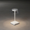 Outdoor LED Akku-Tischleuchte SCILLA, IP54, 2.5W 2700K/3000K 110lm, mit Touch-Dimmer + USB-Ladestation, Weiß / Schirm klar