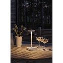 Outdoor LED Akku-Tischleuchte SCILLA, IP54, 2.5W 2700K/3000K 110lm, mit Touch-Dimmer + USB-Ladestation, Weiß / Schirm klar