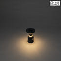 Konstsmide battery table lamp NANTES with USB connection, with touch dimmer IP54, black dimmable