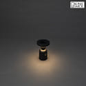 Konstsmide battery table lamp NANTES with USB connection, with touch dimmer IP54, black dimmable