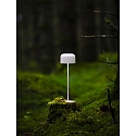 Konstsmide Outdoor LED Akku-Tischleuchte LILLE, IP54, 2200 / 2700K, USB-Ladeschale, dimmbar, wei