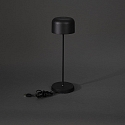 Konstsmide Outdoor LED Akku-Tischleuchte LILLE, IP54, 2200 / 2700K, USB-Ladeschale, dimmbar, schwarz