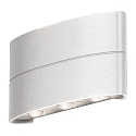 LED Auen-Wandleuchte CHIERI, IP54, Up/Down, 6 LEDs, 8W 3000K 400lm, Wei, Aluminium / Klarglas