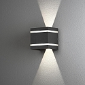 LED outdoor wall luminaire CREMONA, 2 FX-stripes + light beam, 3W 3000K 360lm, anthracite alu / clear glass / frosted acrylic