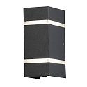 LED outdoor wall luminaire CREMONA, 2-sided adjustable 0°-90°, 3W 3000K 600lm, 2 frosted acrylic glass stripes / anthracite