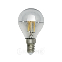 LED mirror-head drop shape filament lamp P45, E14, 4W 2700K, silver / clear