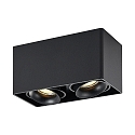 Molto Luce Deckenaufbaustrahler QANA DOUBLE SQUARE SD, eckig, 2-flammig, GU10, schwarz