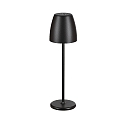 Akku Tischleuchte TAVOLA SOLAR, IP54, 1.5W 2700K 200lm 90°, mit Touch-Dimmer + USB-C Netzteil, Aluminium, schwarz