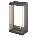 LED Solar-Wandleuchte SOLLIA PIR, IP54, mit Sensor, 1W 3000K 80lm, mit Akku, Alu-Druckguss / Glas, anthrazit / opal + klar
