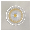 Recessed LED spot 5068Q ECO FLAT, square, 350mA, 8W 3000K 700lm 38, swivelling, dimmable, brushed nickel