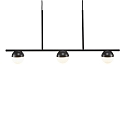 Pendant luminaire CONTINA, 3 flames, G9, IP20, glass opal white, black
