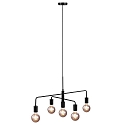Luci a sospesione GLOOM 5-Lampadine E27 IP20, Opaco, Nero