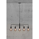 Luci a sospesione GLOOM 5-Lampadine E27 IP20, Opaco, Nero